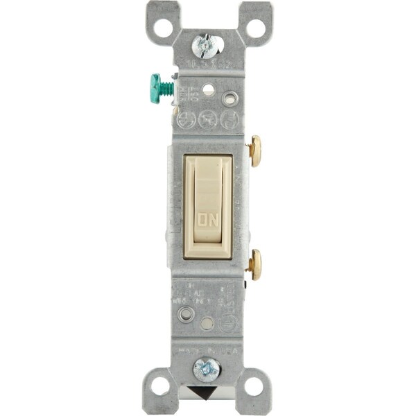 Leviton Residential Grade 15 Amp Toggle Single Pole Grounded Switch, Ivory 203-01451-02I - main